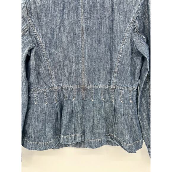 J.Jill Women's Jacket Size 10 Blue Denim Jean Long Sleeve Button Up Dark Wash - Picture 10 of 10